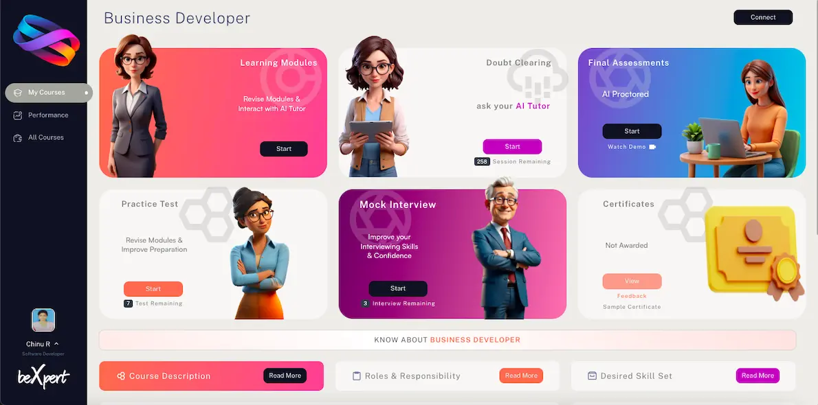 bexpert job preparation portal with AI tools for Mock interview, Practice test, AI doubt clearing, job skill certication and hot job openings