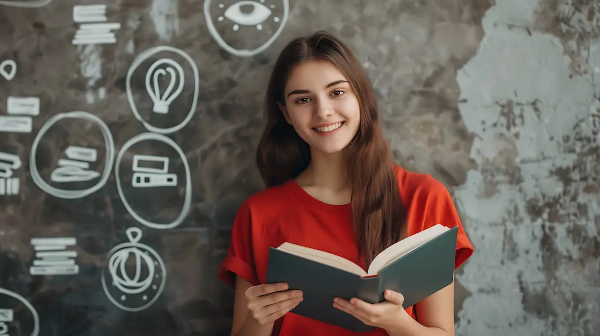The red dressed young girl is preparing for future ready skills