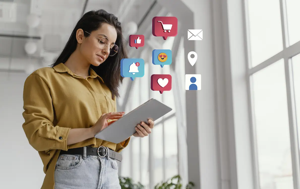 The young girl is using AI for Content Creation